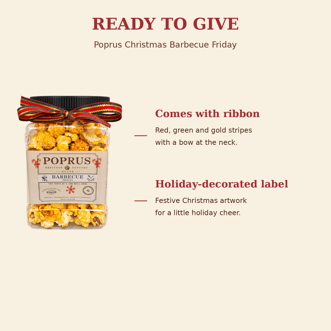 Christmas Barbecue Friday Popcorn - 1.20 oz Jar + Printable Popcorn Trail Board Game