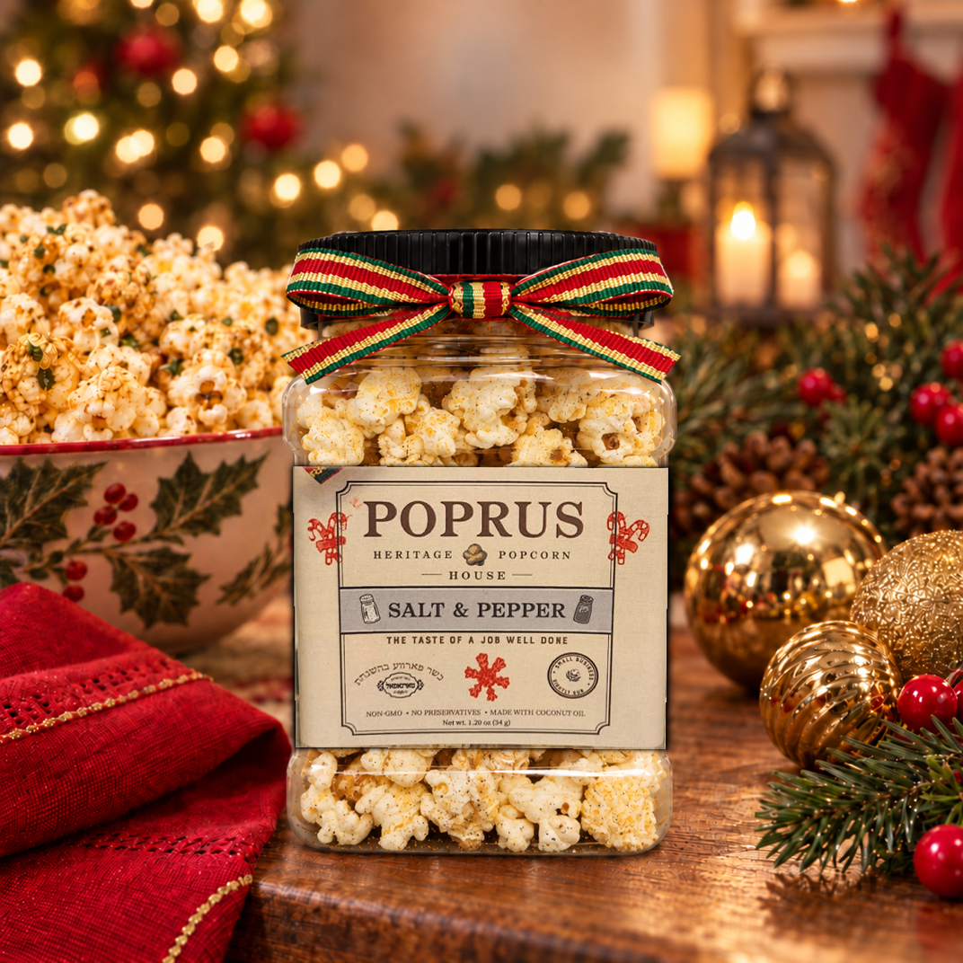 Christmas Salt & Pepper Popcorn - 1.20 oz Jar + Printable Word Search Game