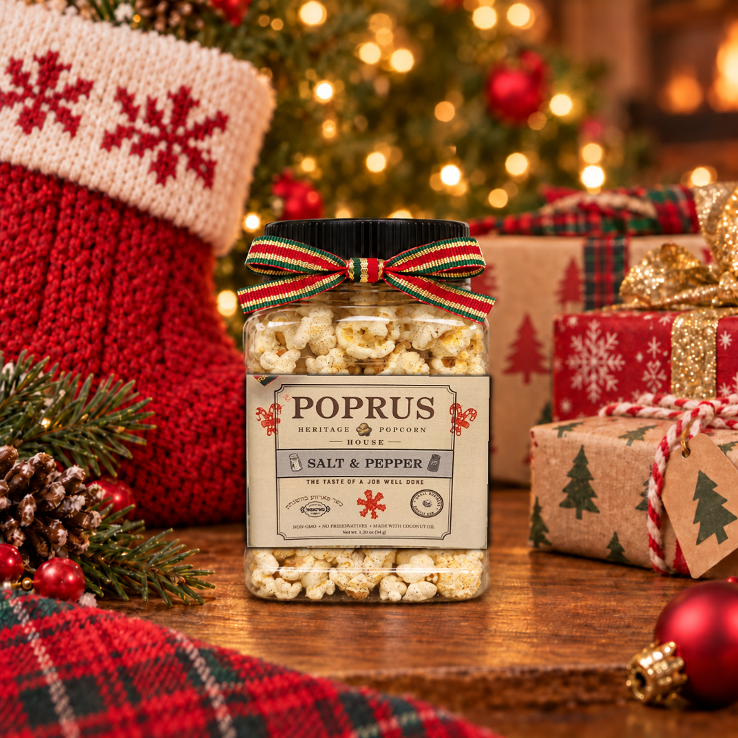 Christmas Salt & Pepper Popcorn - 1.20 oz Jar + Printable Word Search Game
