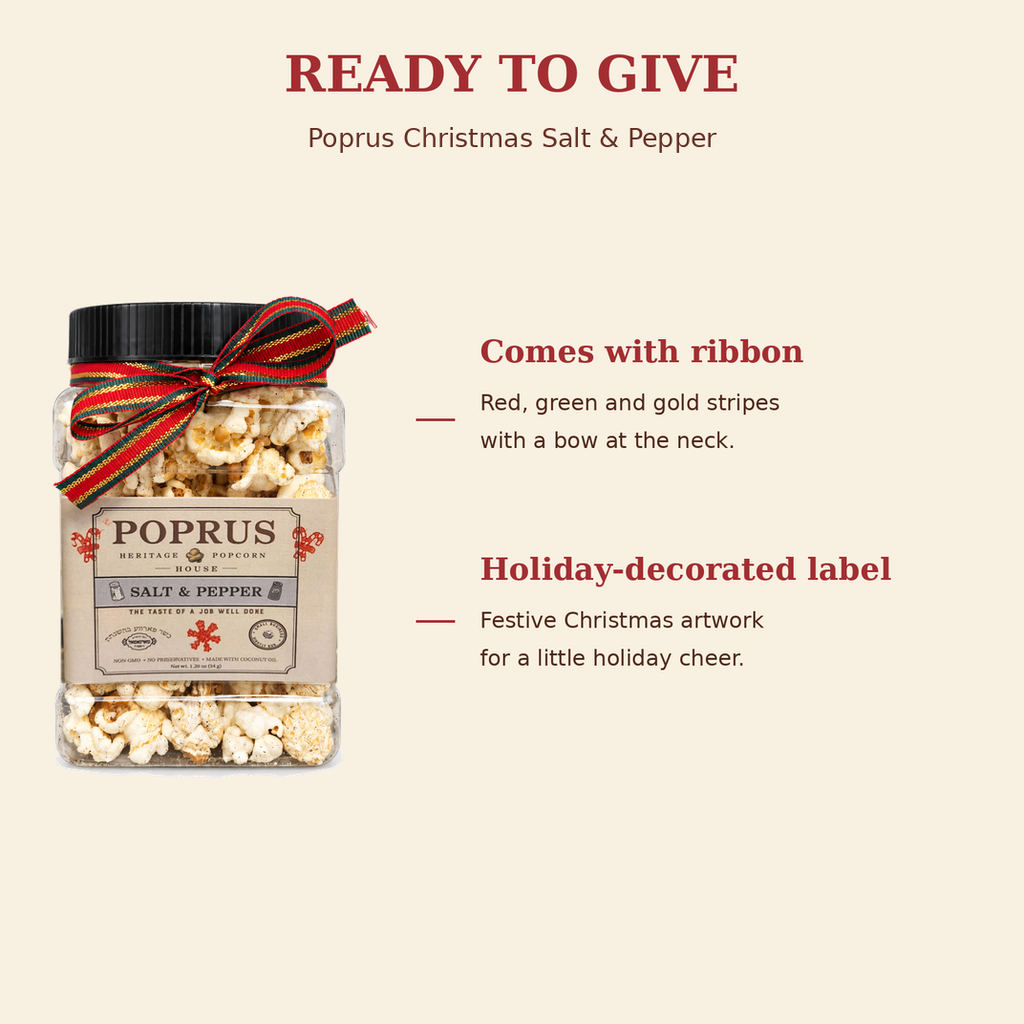 Christmas Salt & Pepper Popcorn - 1.20 oz Jar + Printable Word Search Game