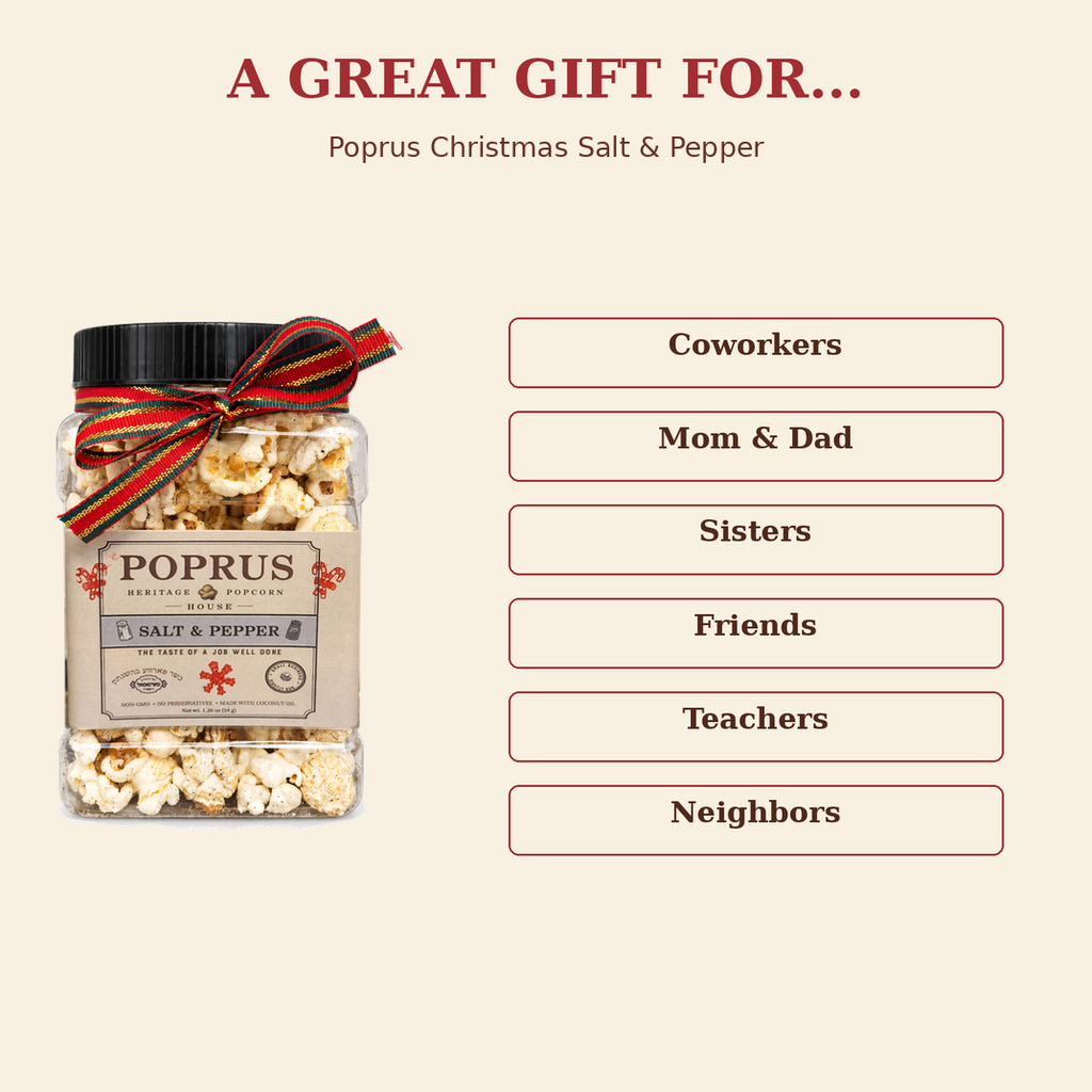 Christmas Salt & Pepper Popcorn - 1.20 oz Jar + Printable Word Search Game
