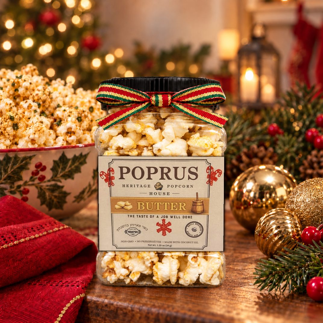Christmas Butter Popcorn - 1.20 oz Jar + Printable Crossword Game