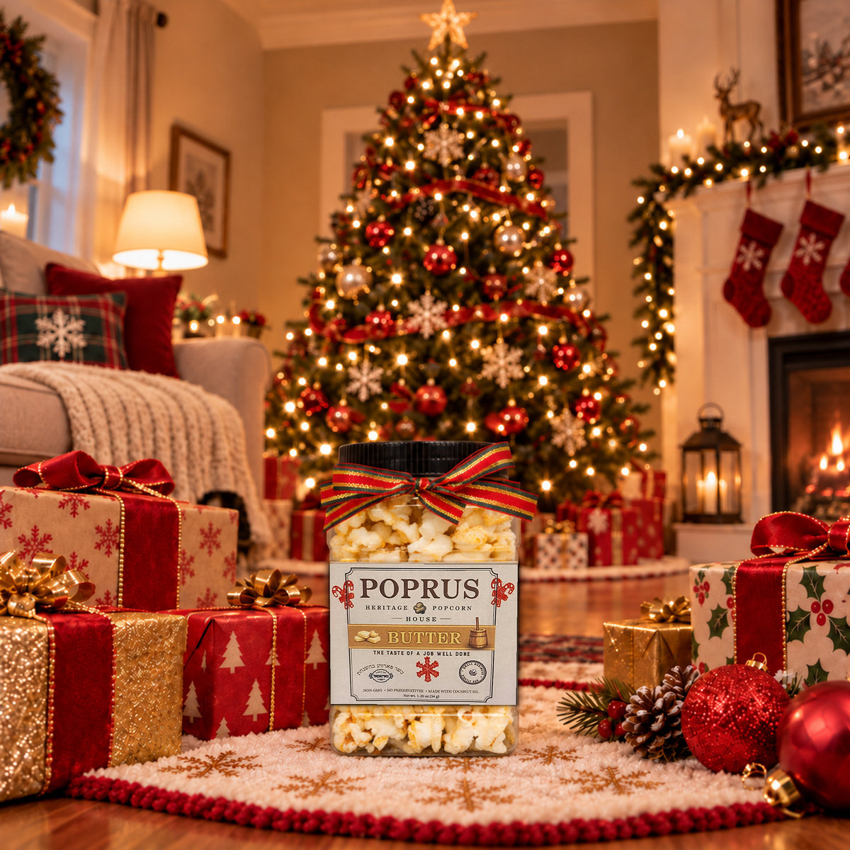 Christmas Butter Popcorn - 1.20 oz Jar + Printable Crossword Game