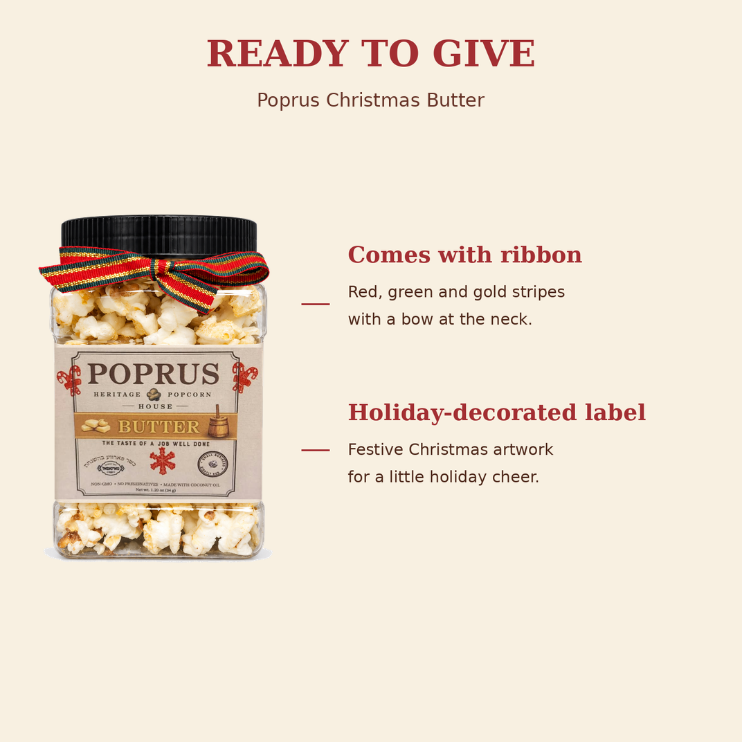 Christmas Butter Popcorn - 1.20 oz Jar + Printable Crossword Game